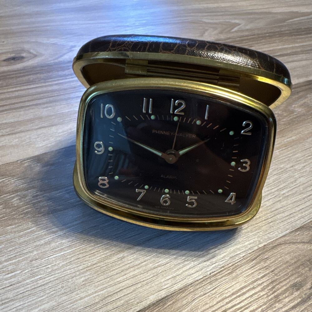 Vintage Phinney Walker Travel Alarm Clock 3” Made In Germany Works Great
